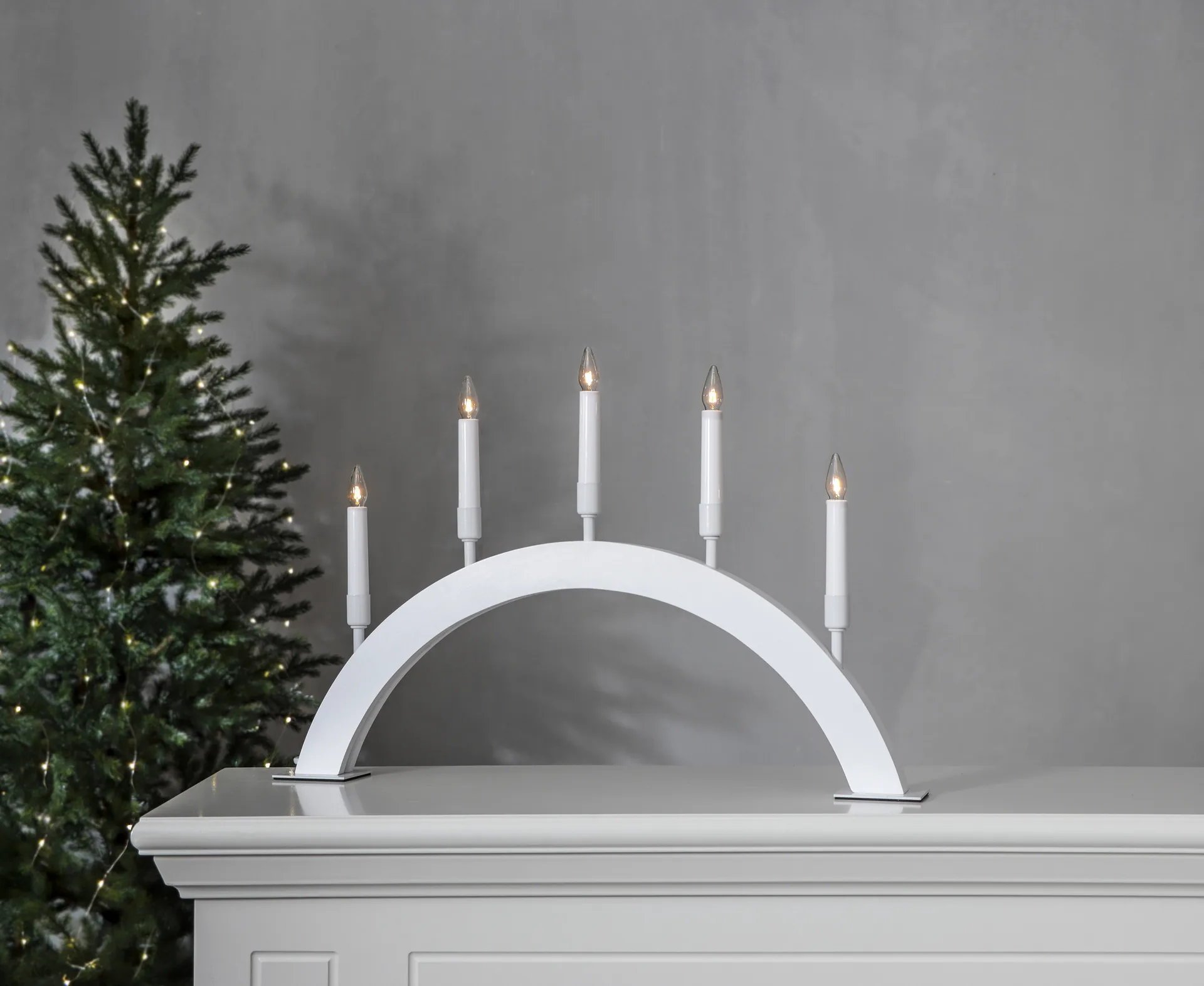 Bougeoir de l’avent Vind arche, Blanc Star Trading