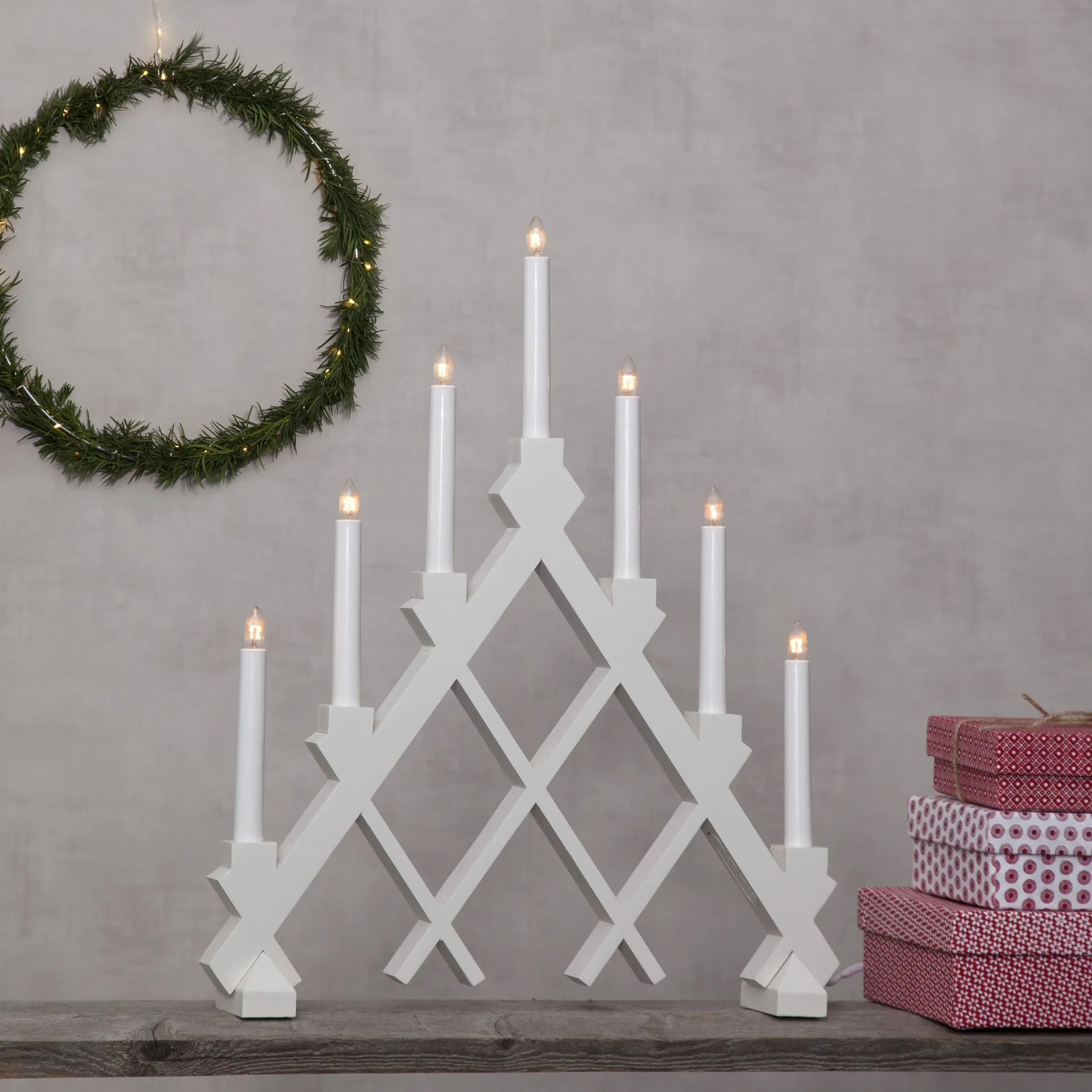 Bougeoir en bois  Rut 7 43 cm, Blanc Star Trading