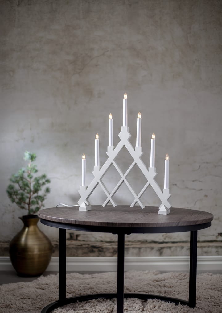 Bougeoir en bois  Rut 7 43 cm, Blanc Star Trading