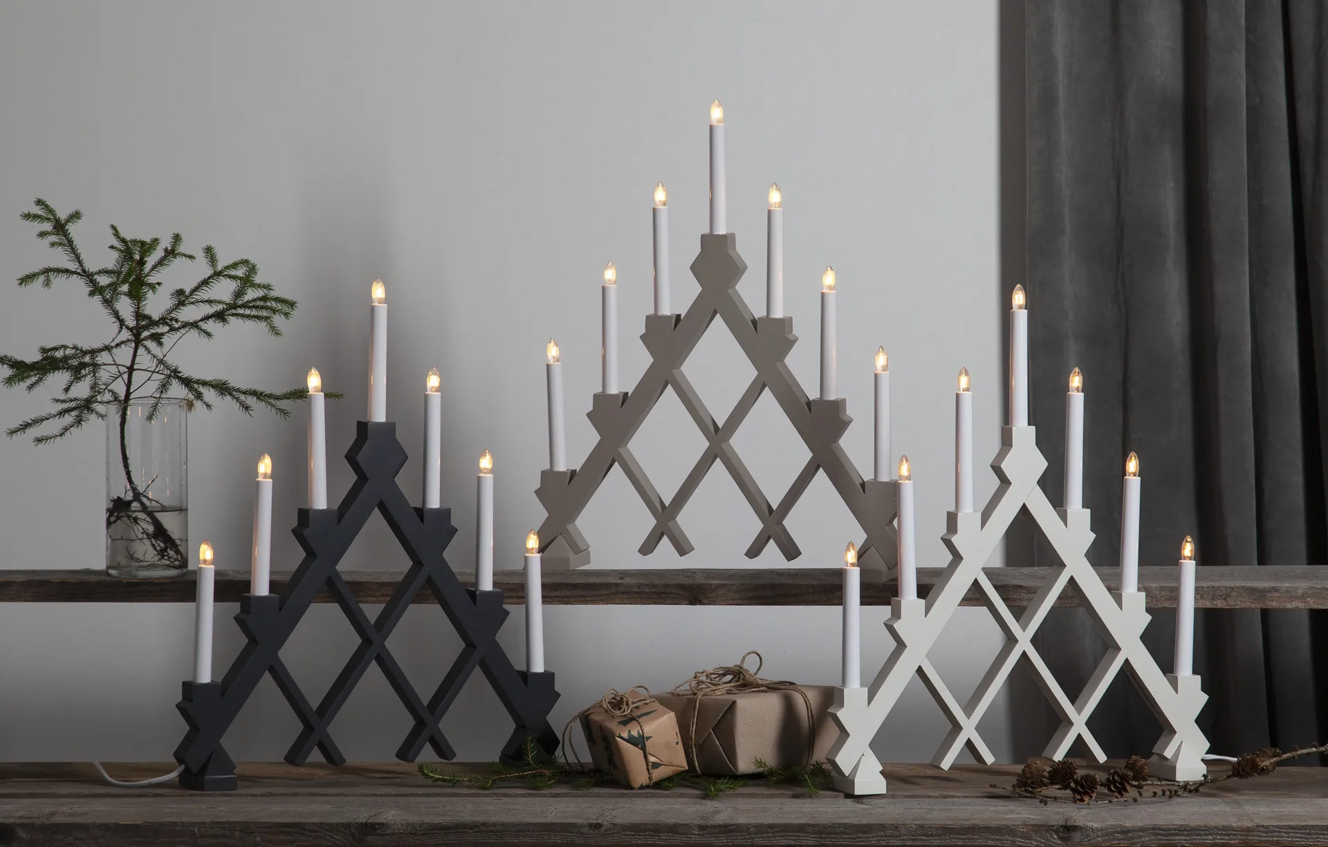 Bougeoir en bois  Rut 7 43 cm, Blanc Star Trading