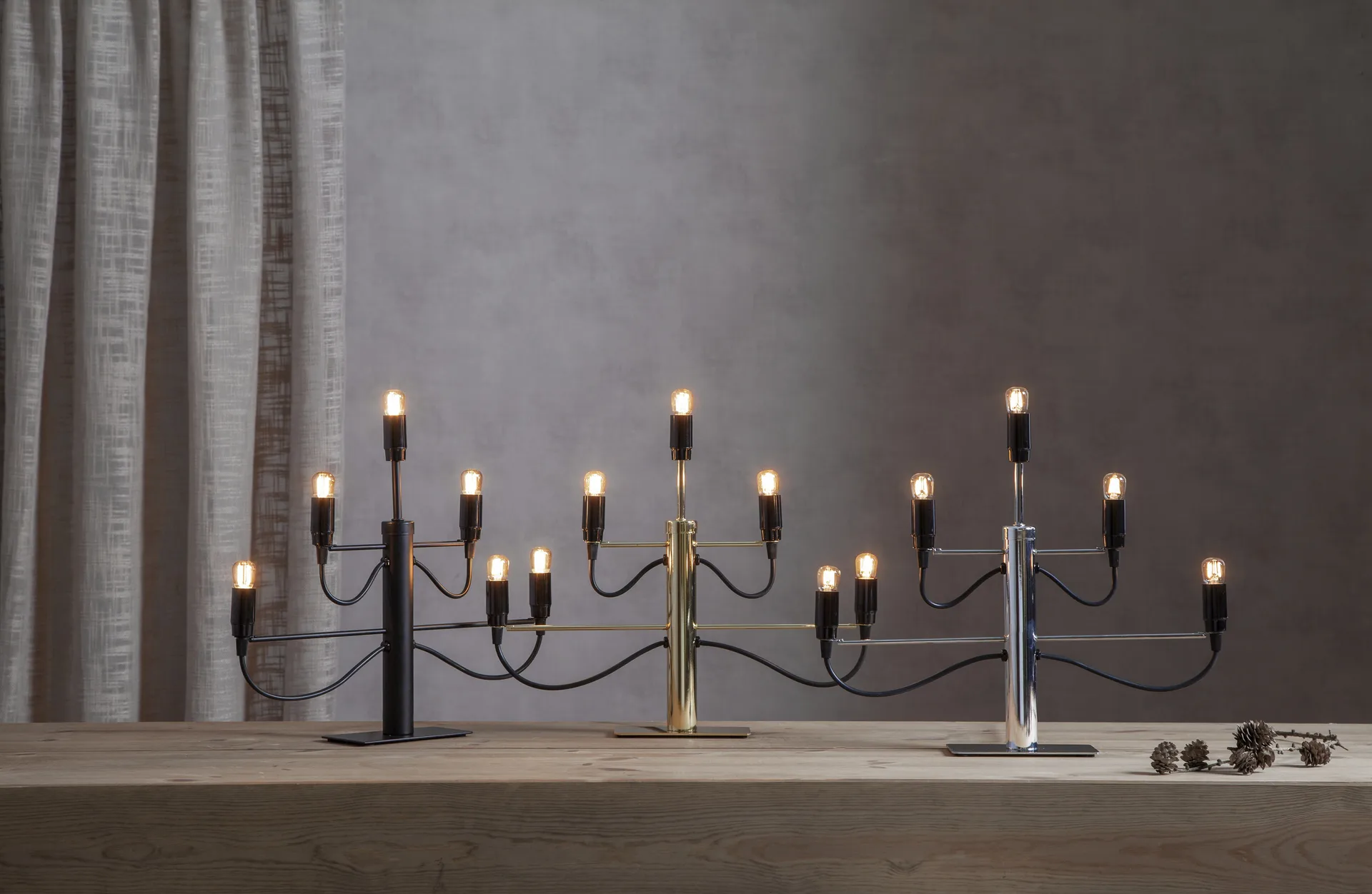 Bougeoir Milano 5 46 cm lot de 2 - Chrome,  Star Trading