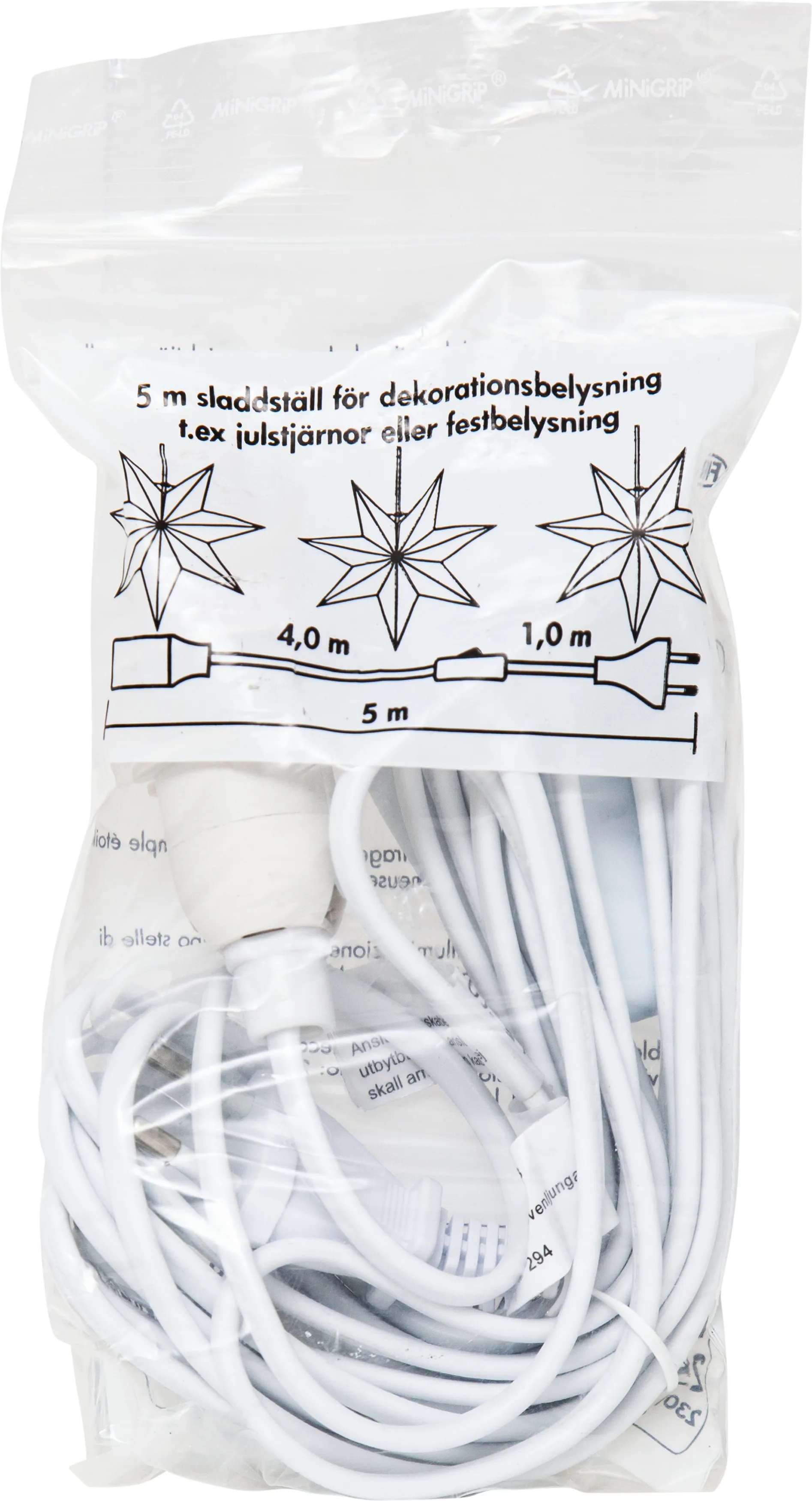 Câble avec interrupteur E14 5 m, Blanc Star Trading