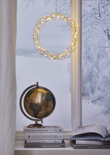 Couronne Curly avec lumières LED 30 cm - Laiton - Star Trading