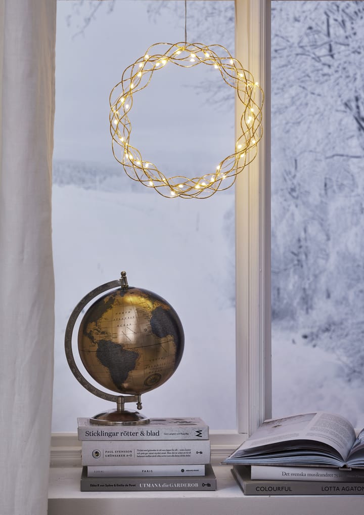 Couronne Curly avec lumières LED 30 cm, Laiton Star Trading