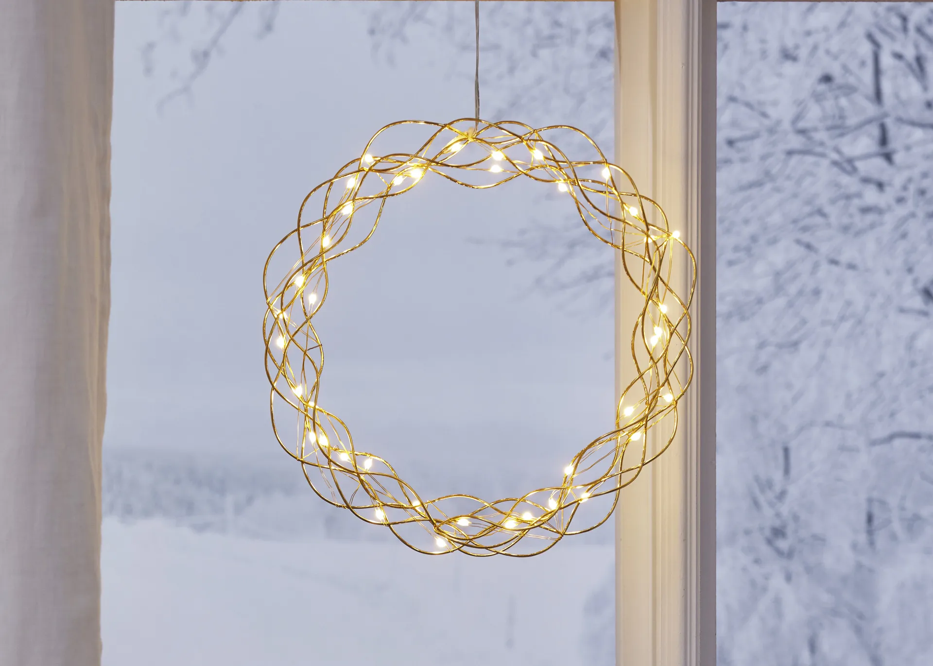 Couronne Curly avec lumières LED 30 cm, Laiton Star Trading