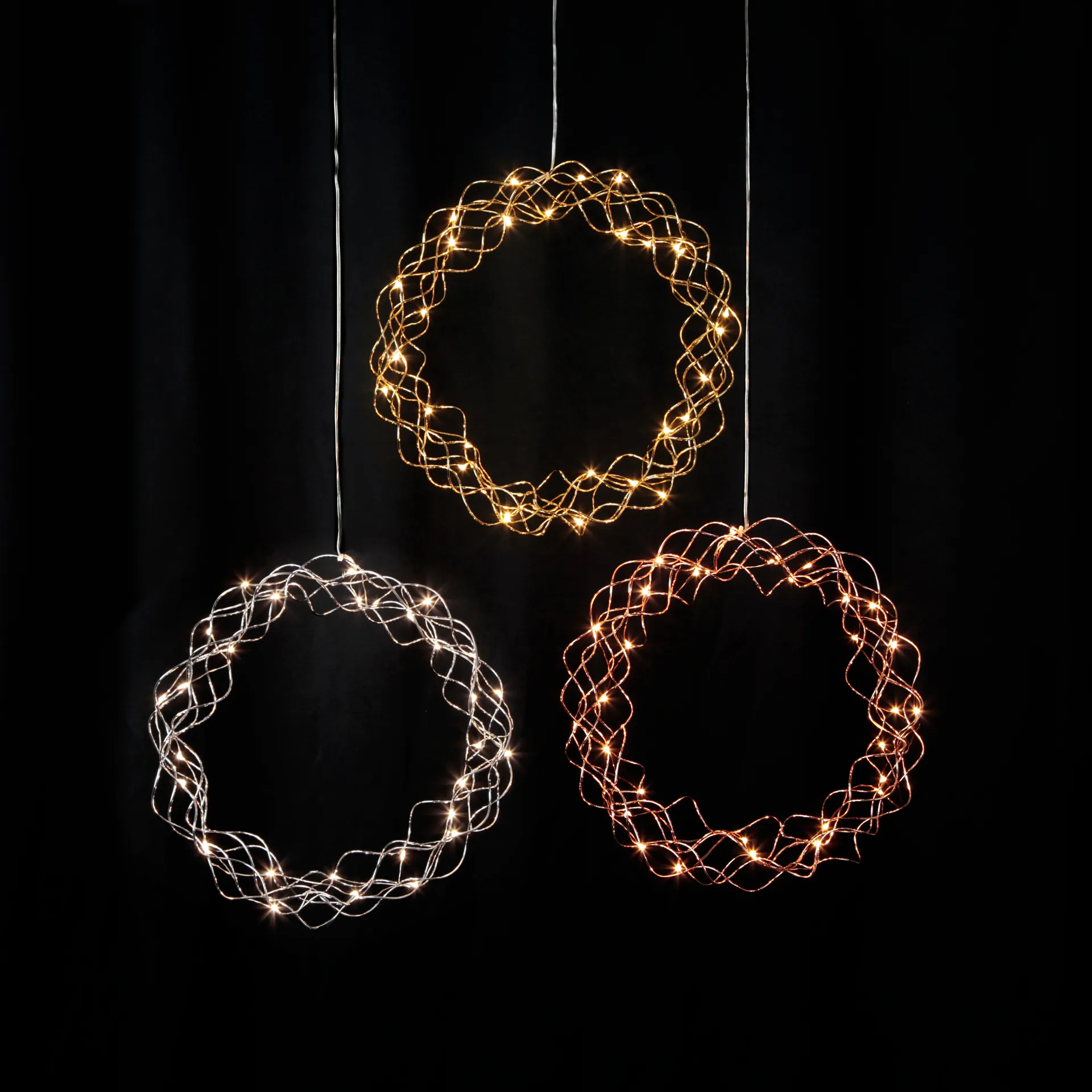 Couronne Curly avec lumières LED 30 cm, Laiton Star Trading