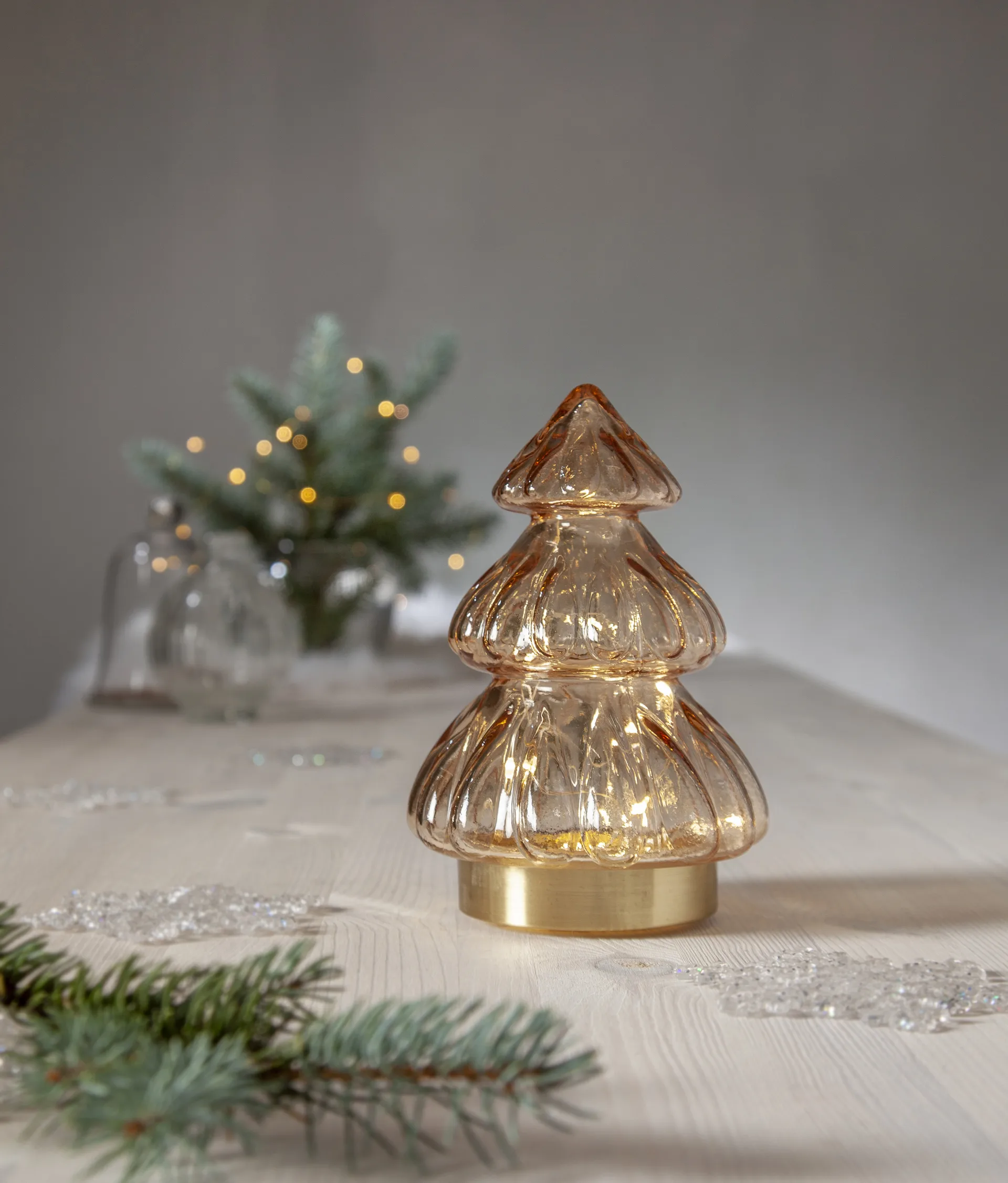Décoration de table Abete éclairage de Noël 18 cm, Beige Star Trading