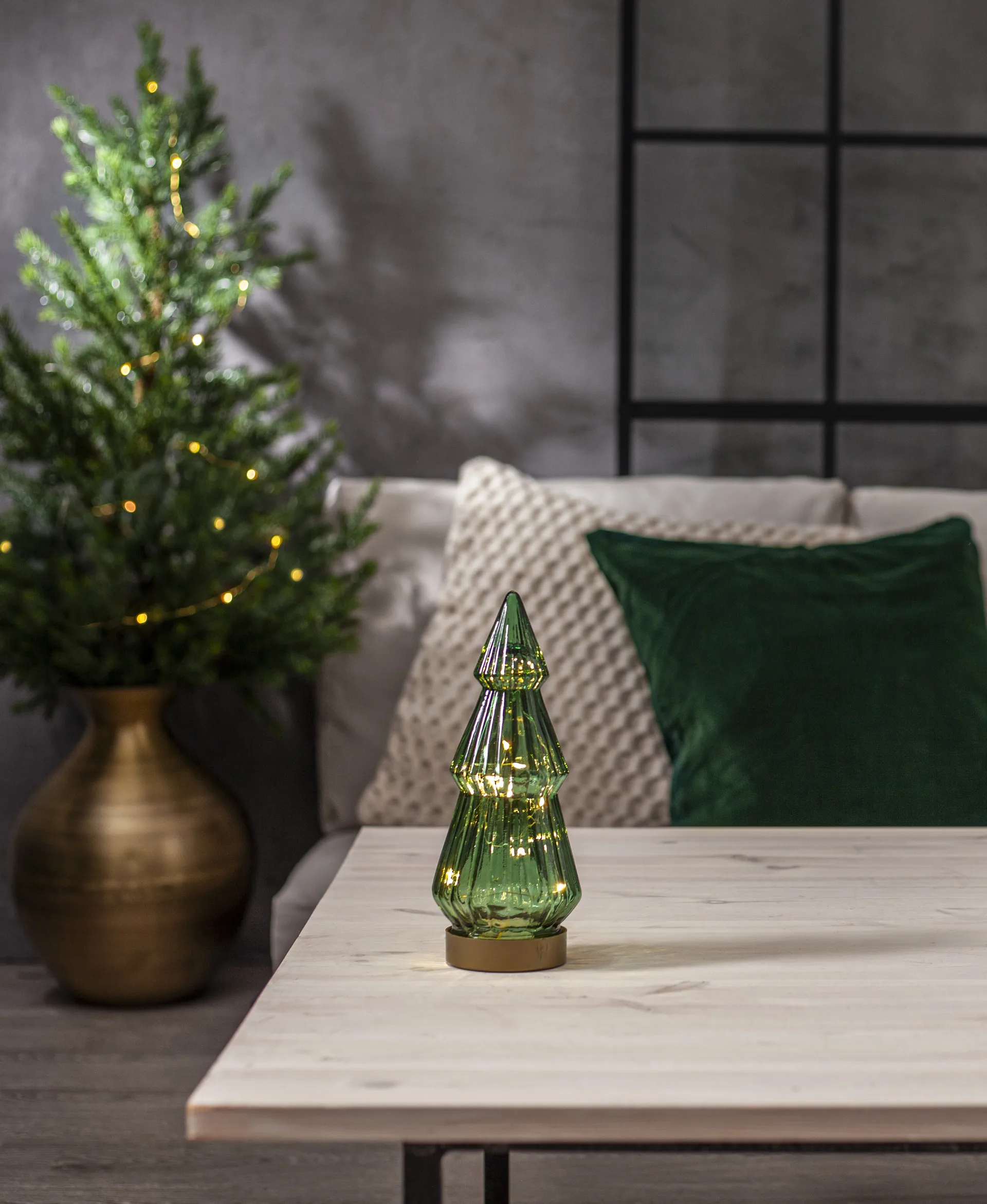 Décoration en verre Verde 24 cm LED, Vert Star Trading