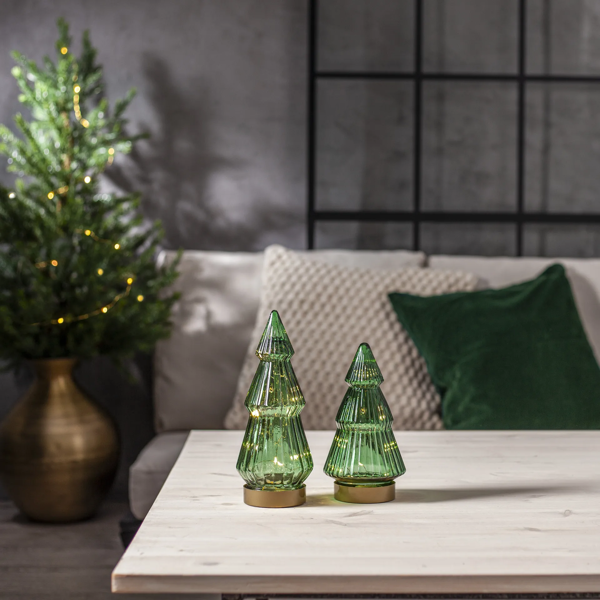 Décoration en verre Verde 24 cm LED, Vert Star Trading