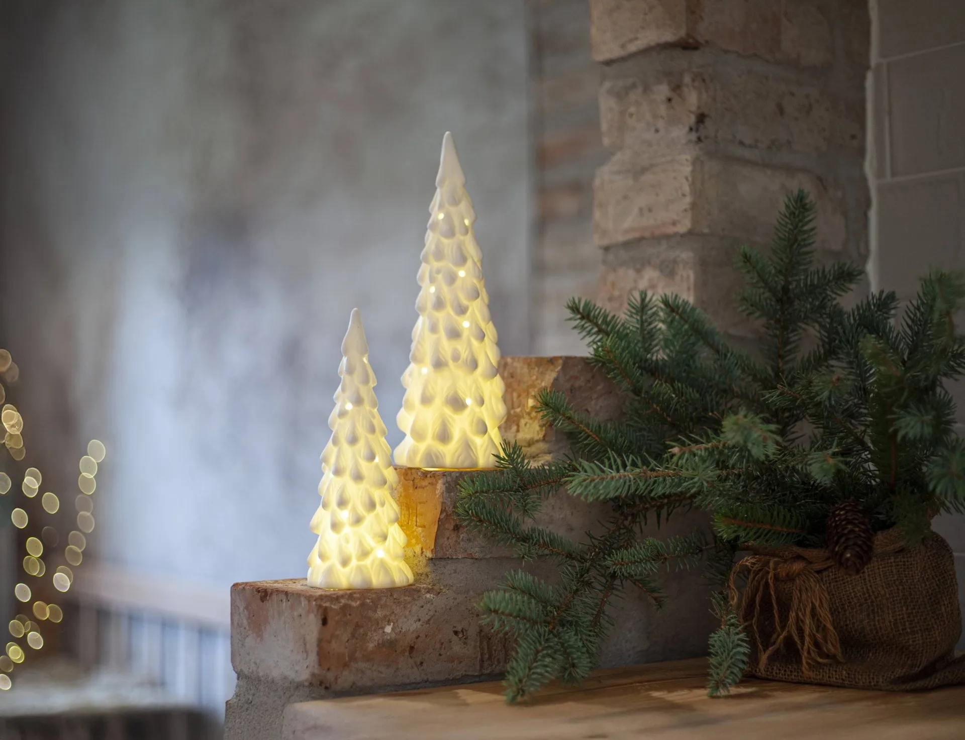 Décoration intérieure hiver, Épicéa blanc, 2 pièces Star Trading