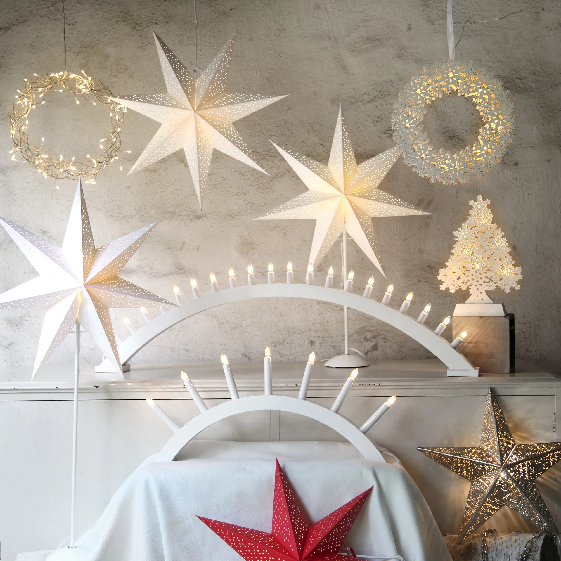 Etoile de l'avent Dot 54 cm, Blanc Star Trading