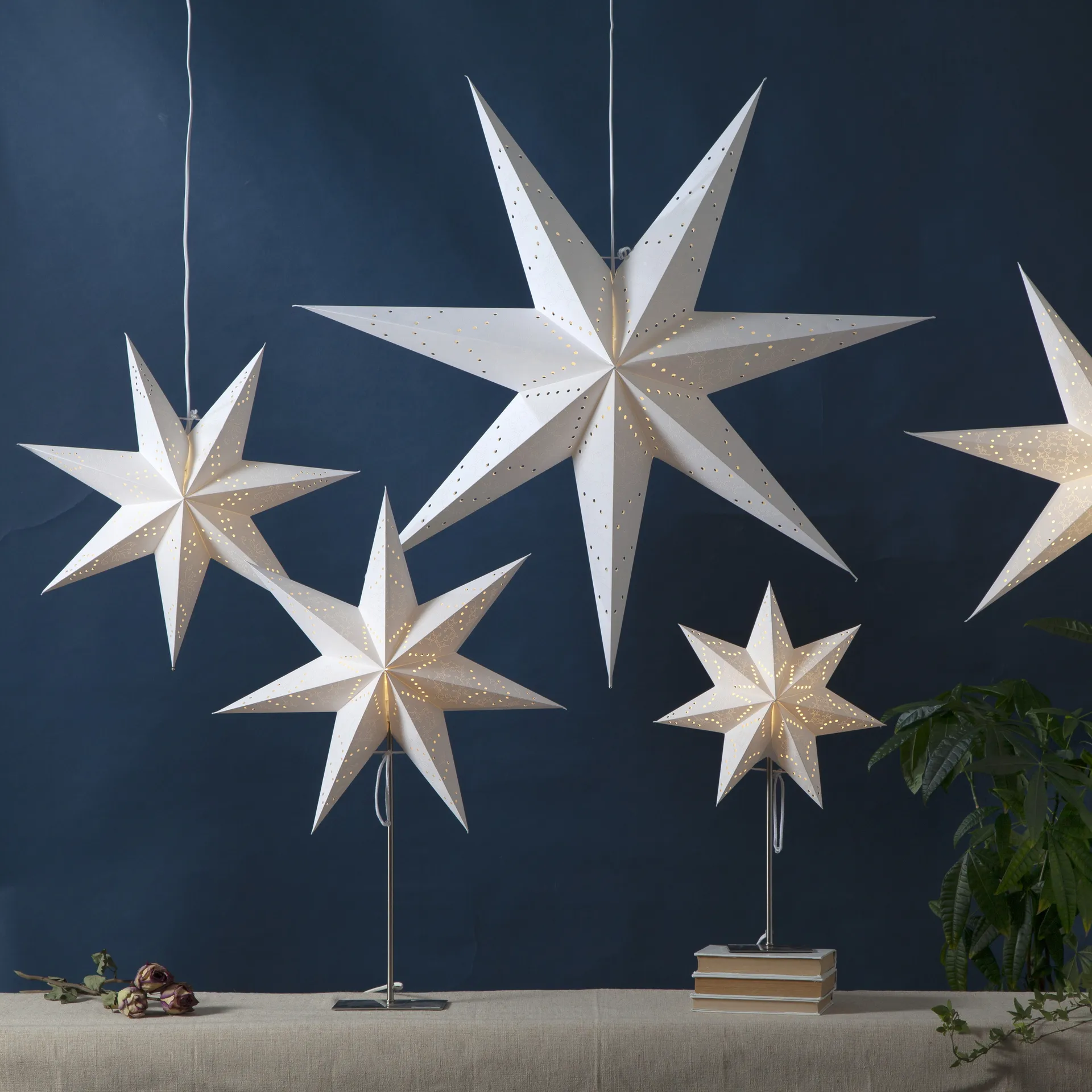 Etoile de l'avent sur pied Sensy 78 cm, Blanc Star Trading