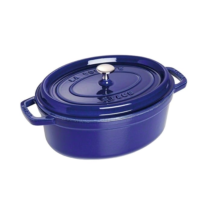 Cocotte en fonte ovale Staub, trois couches d'émail 4,2 l - bleu foncé - STAUB