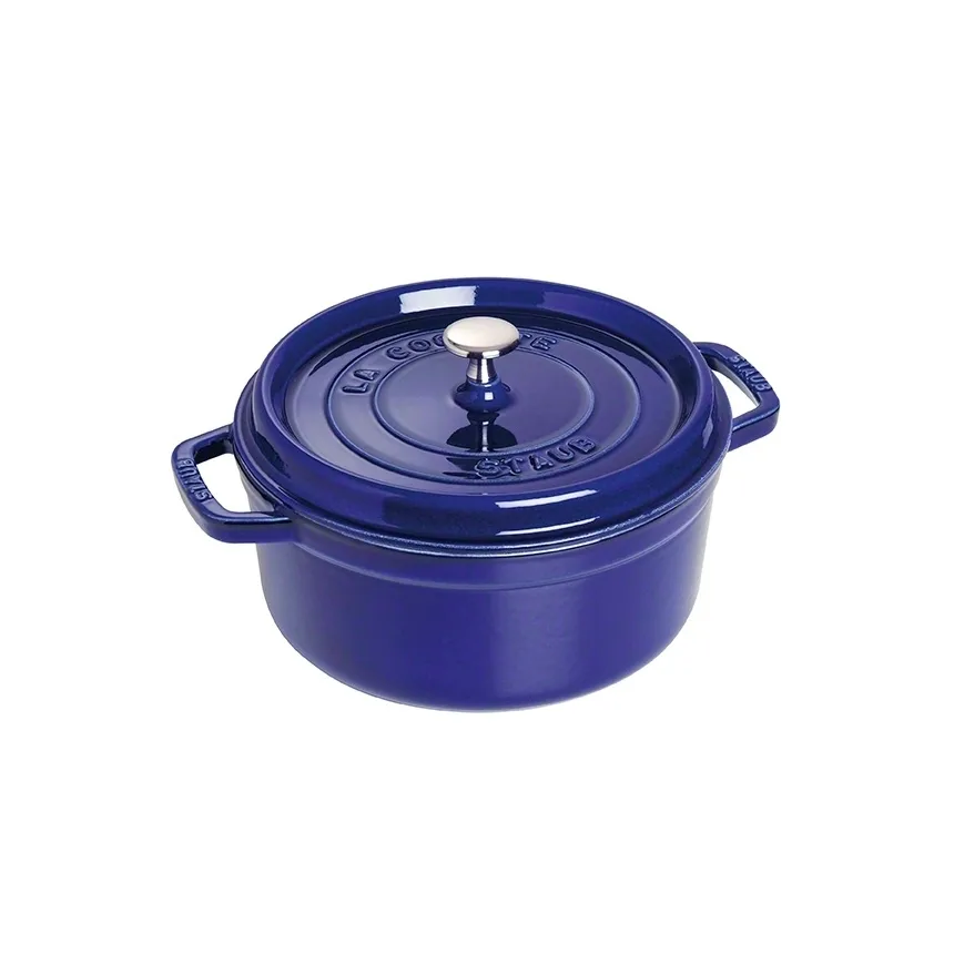 Cocotte en fonte ronde Staub, trois couches d'émail 3,8 l, bleu foncé STAUB