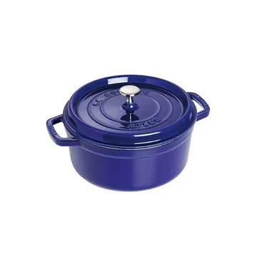 Cocotte en fonte ronde Staub, trois couches d'émail 3,8 l - bleu foncé - STAUB