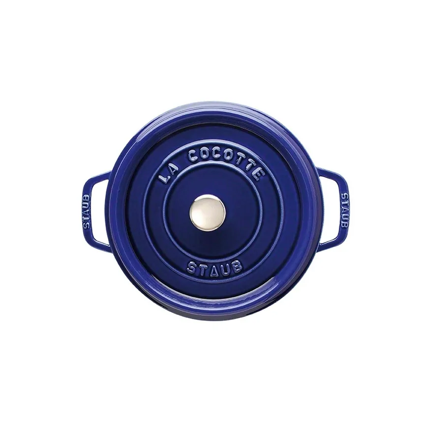 Cocotte en fonte ronde Staub, trois couches d'émail 3,8 l, bleu foncé STAUB