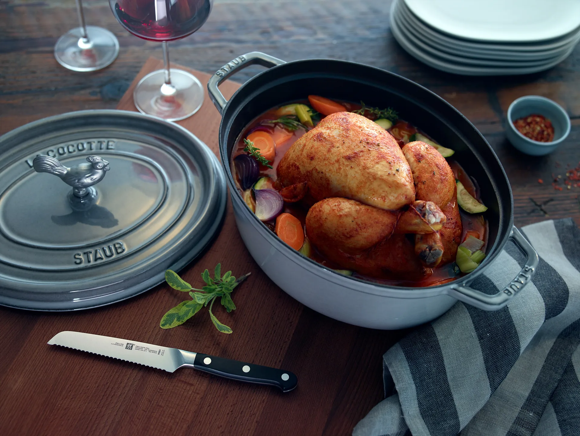 Cocotte ovale La Cocotte Staub fonte 8 L, Gris graphite STAUB