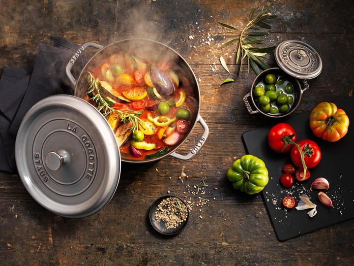 Cocotte ronde La Cocotte Staub fonte 12,6 L, Gris graphite STAUB