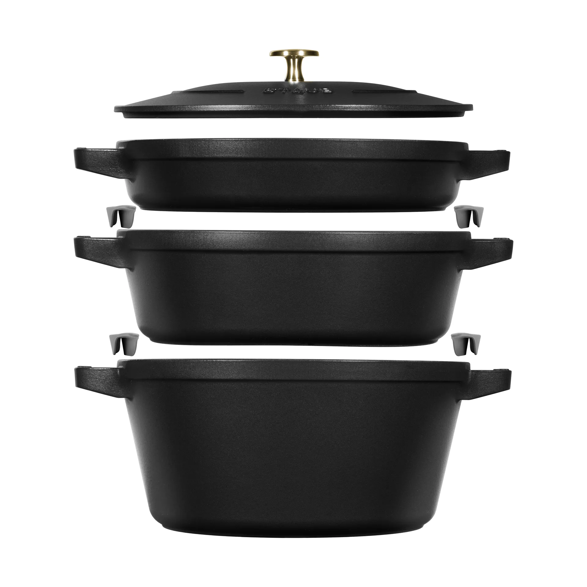 Ensemble de casseroles et poêles empilables Staub 5 pièces, Noir STAUB