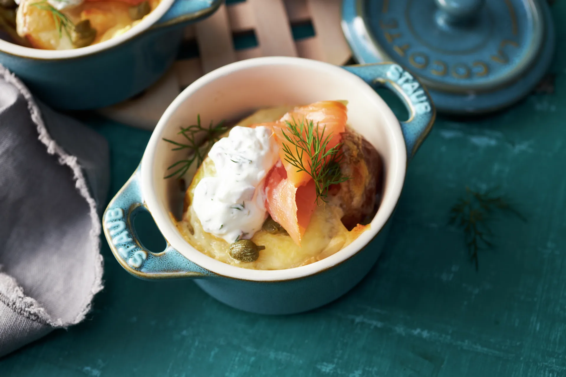 Ensemble de mini cocottes Staub Ø10 cm Lot de 4, Turquoise antique STAUB