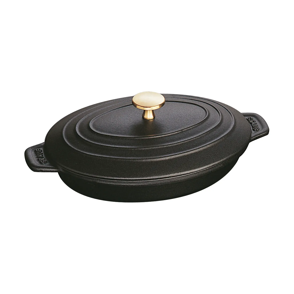 Plat à gratin Staub fonte avec couvercle ovale 23 cm, Noir STAUB