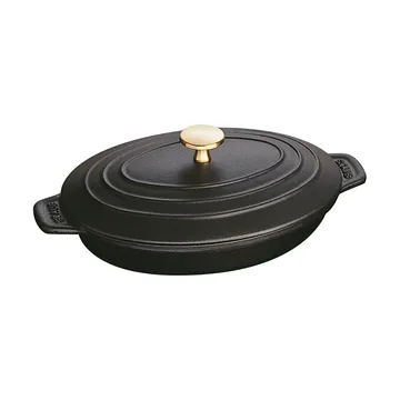 Plat à gratin Staub fonte avec couvercle ovale 23 cm - Noir - STAUB