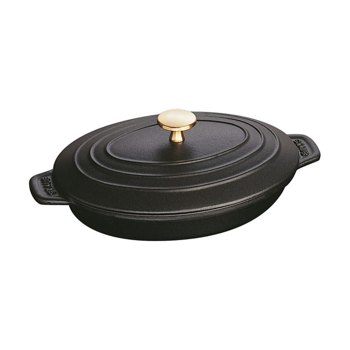 Plat à gratin Staub fonte avec couvercle ovale 23 cm - Noir - STAUB