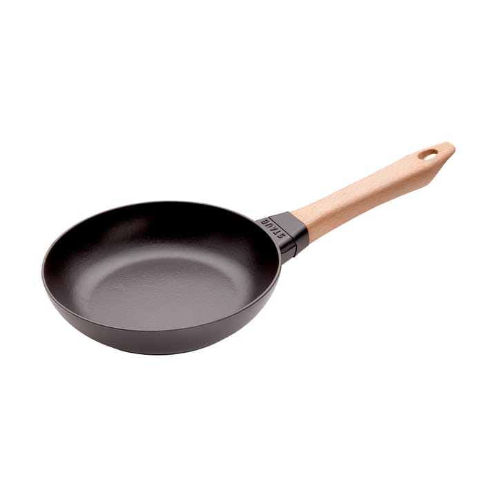 Poêle à frire Staub fonte noire avec manche en bois clair - Ø20 cm - STAUB
