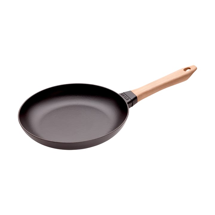 Poêle à frire Staub fonte noire avec manche en bois clair - Ø26 cm - STAUB