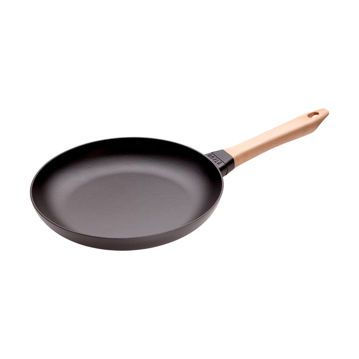 Poêle à frire Staub fonte noire avec manche en bois clair - Ø28 cm - STAUB