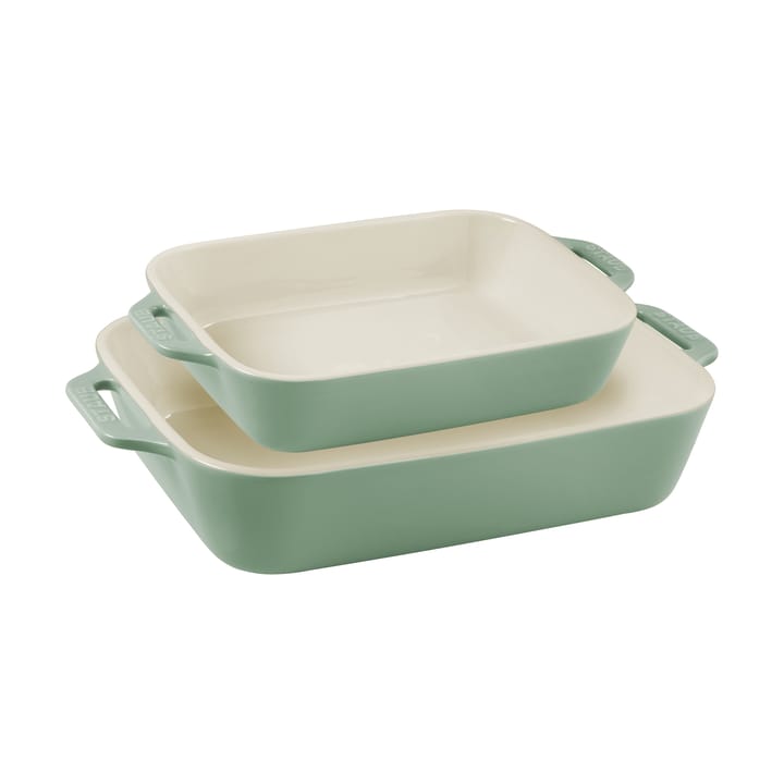 Set de plats à gratin Staub fonte rectangulaire 2 pièces - Bois d'eucalyptus - STAUB