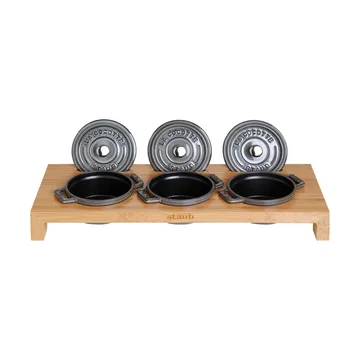 Support de service Staub pour 3 mini cocottes - Bambou - STAUB