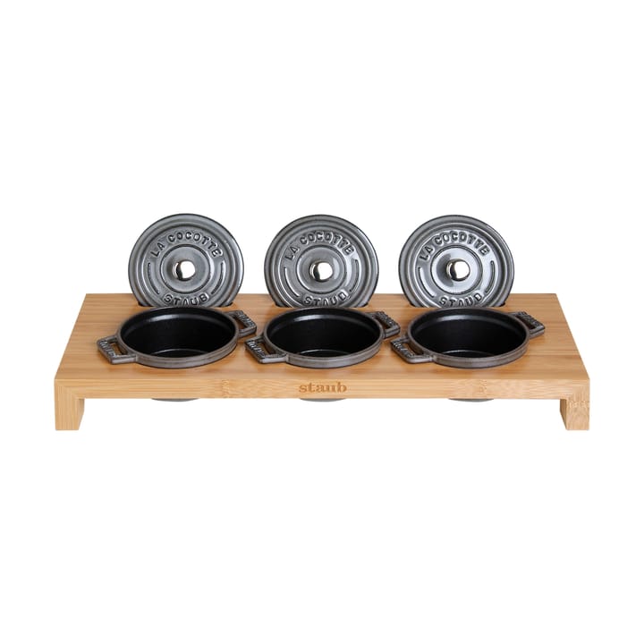 Support de service Staub pour 3 mini cocottes - Bambou - STAUB
