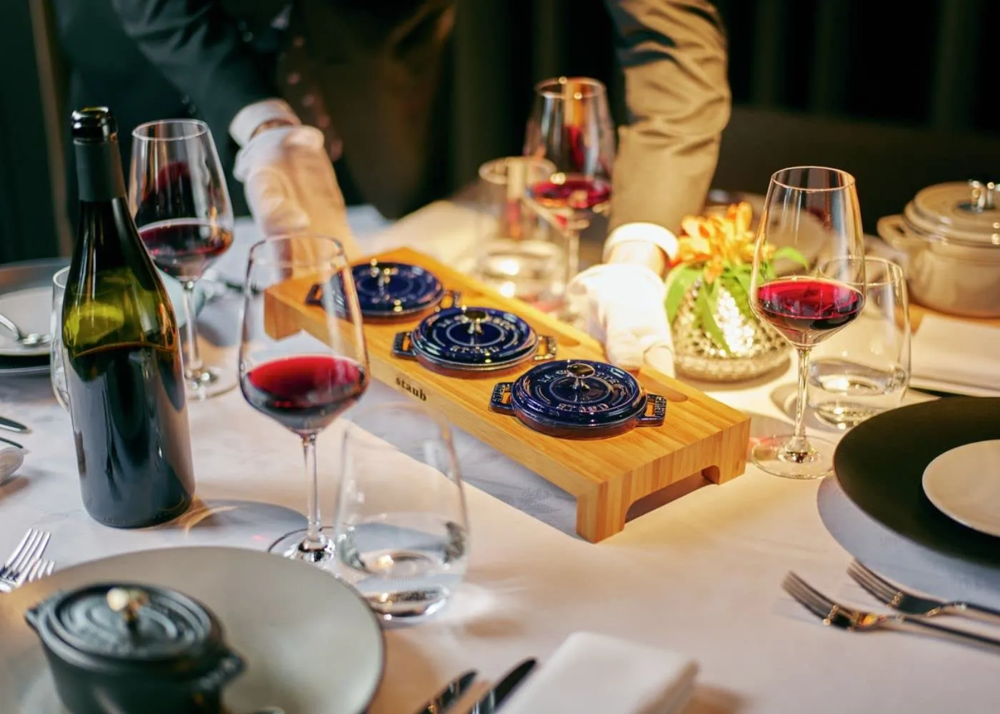 Support de service Staub pour 3 mini cocottes, Bambou STAUB