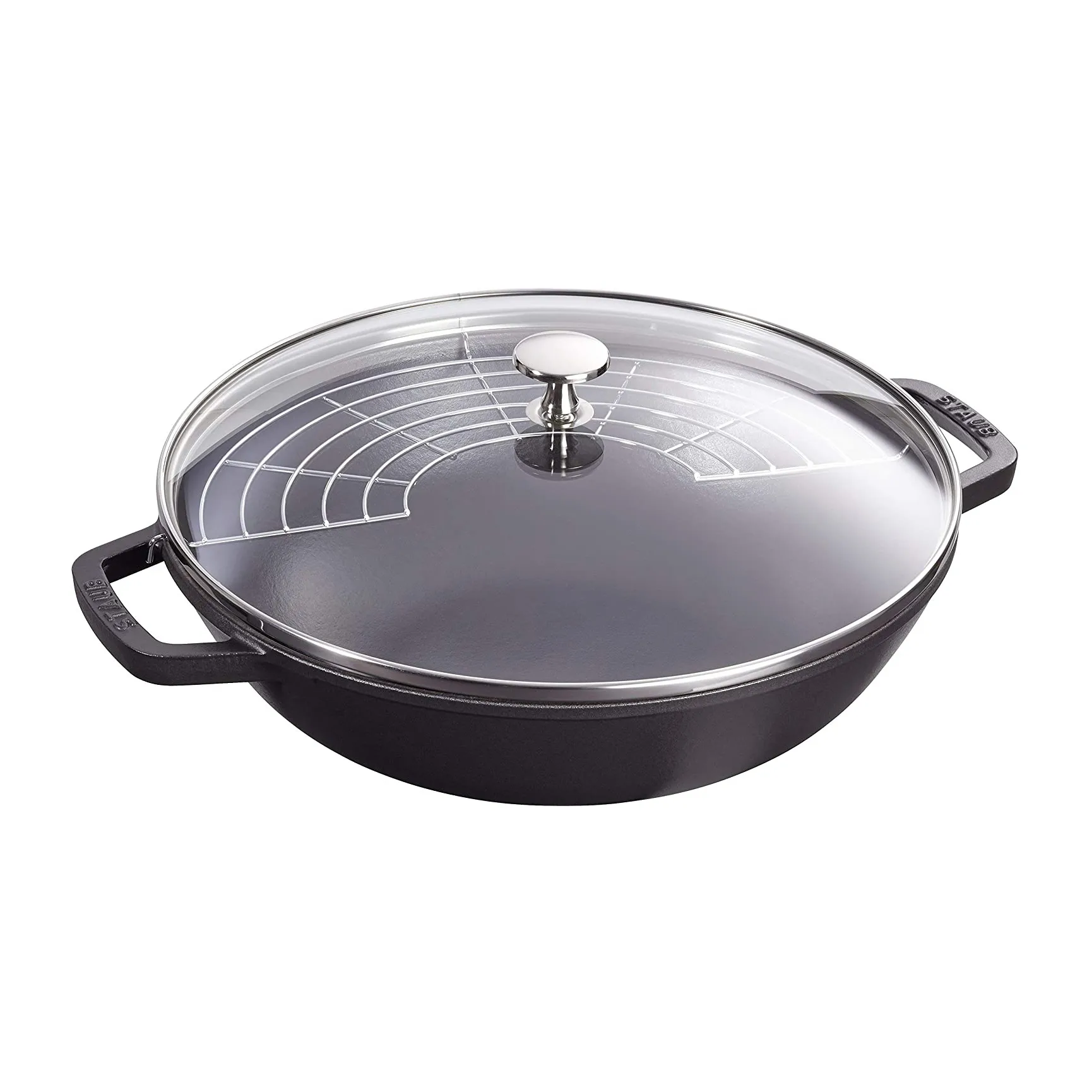 Wok avec couvercle en verre Ø30 cm 4,4 L, Noir STAUB