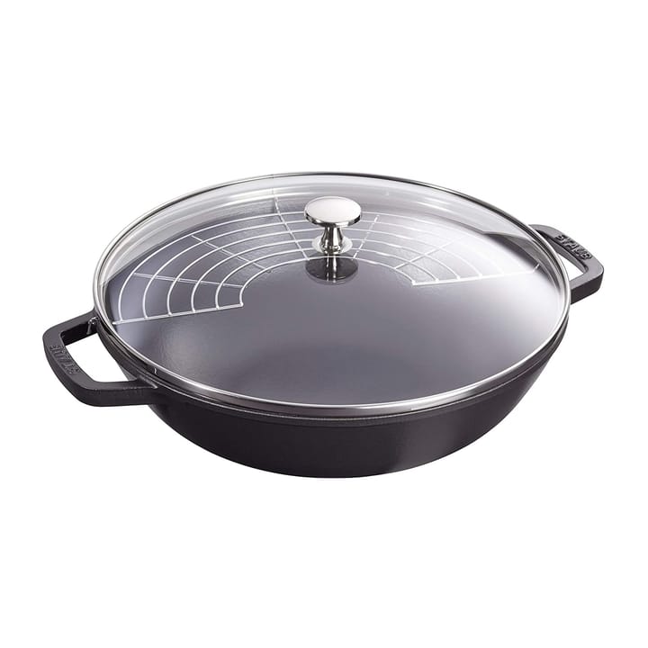 Wok avec couvercle en verre Ø30 cm 4,4 L - Noir - STAUB