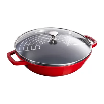 Wok avec couvercle en verre Ø30 cm 4,4 L - Rouge - STAUB