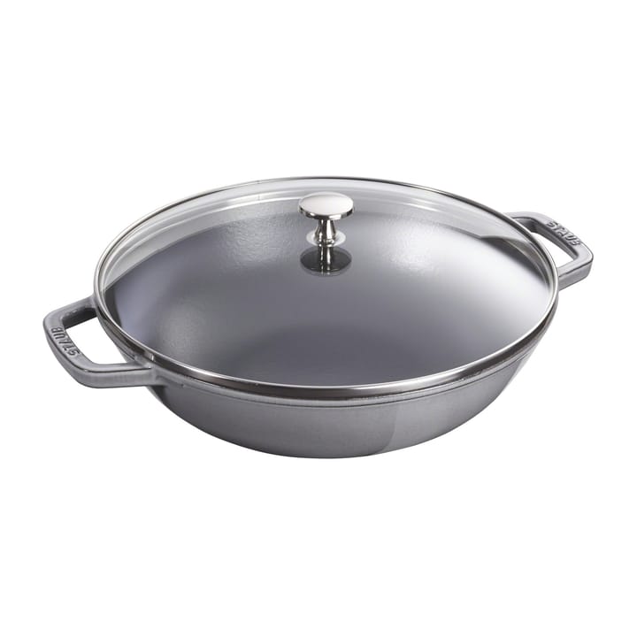 Wok avec couvercle en verre Ø37 cm 5,7 L - Gris - STAUB