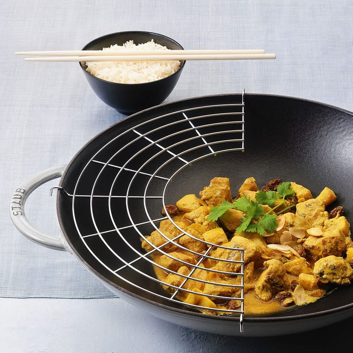 Wok avec couvercle en verre Ø37 cm 5,7 L, Gris STAUB