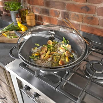 Wok avec couvercle en verre Ø37 cm 5,7 L - Gris - STAUB