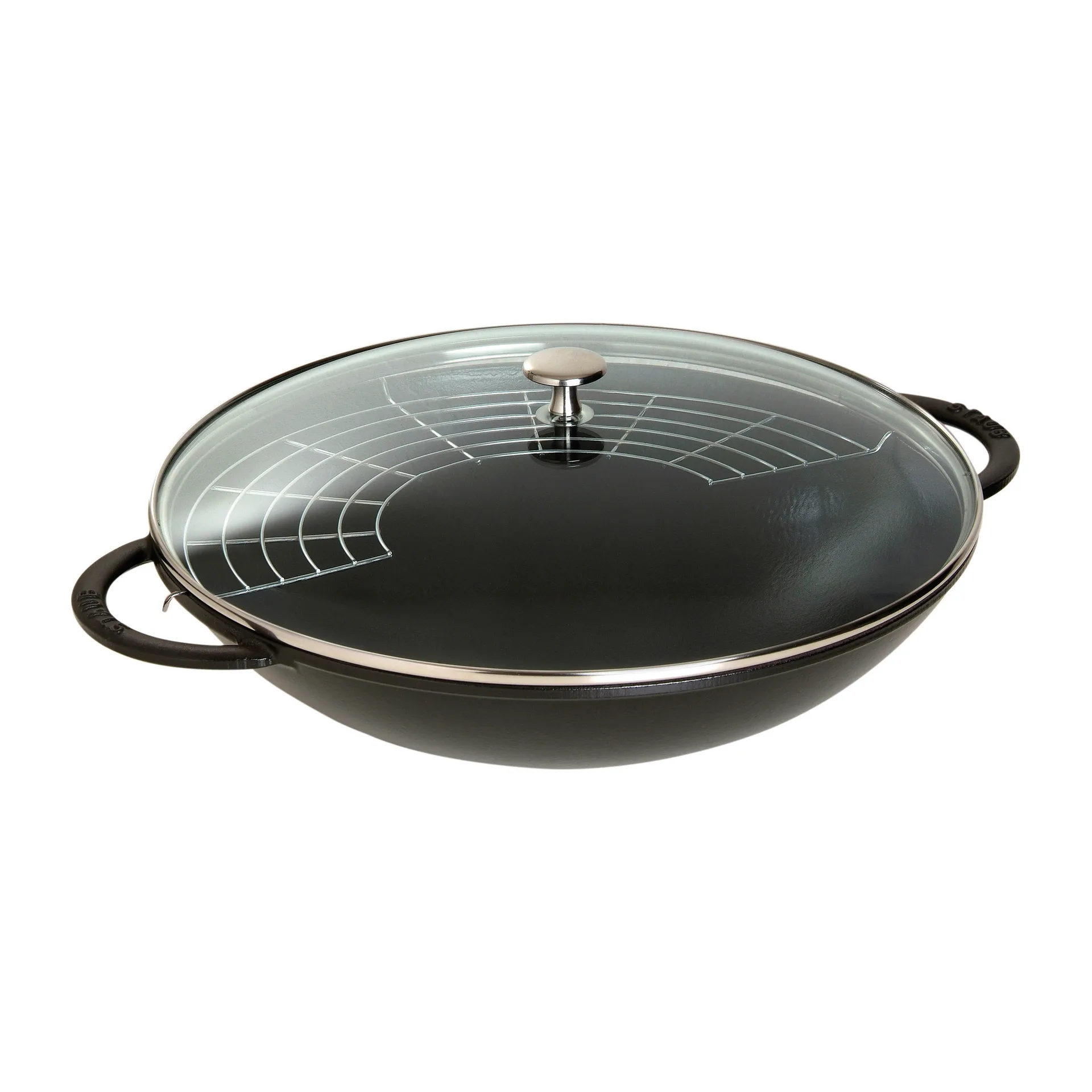 Wok avec couvercle en verre Ø37 cm 5,7 L, Noir STAUB