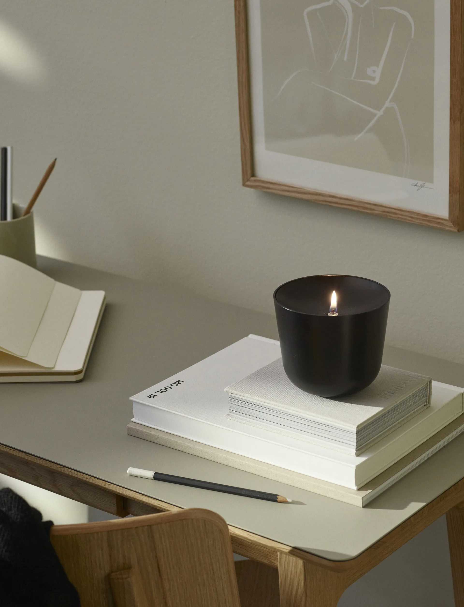Lampe à huile Solis Ø11,5 cm, Noir doux Stelton