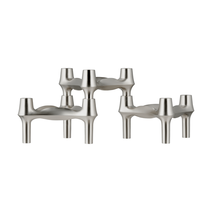 Bougeoir BMF STOFF, 3 pièces - Chrome brossé - STOFF