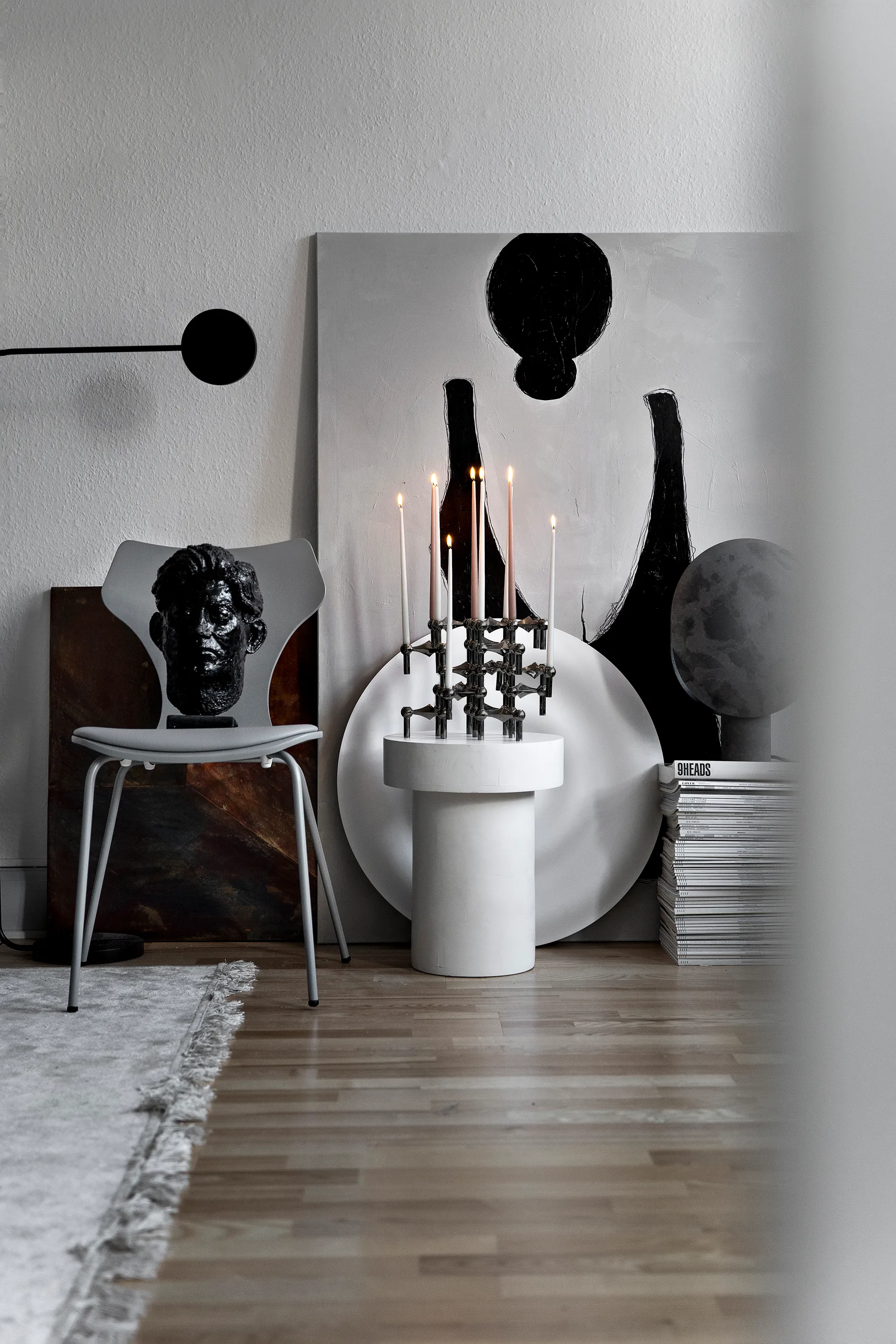 Chandelier Nagel, Noir chrome STOFF