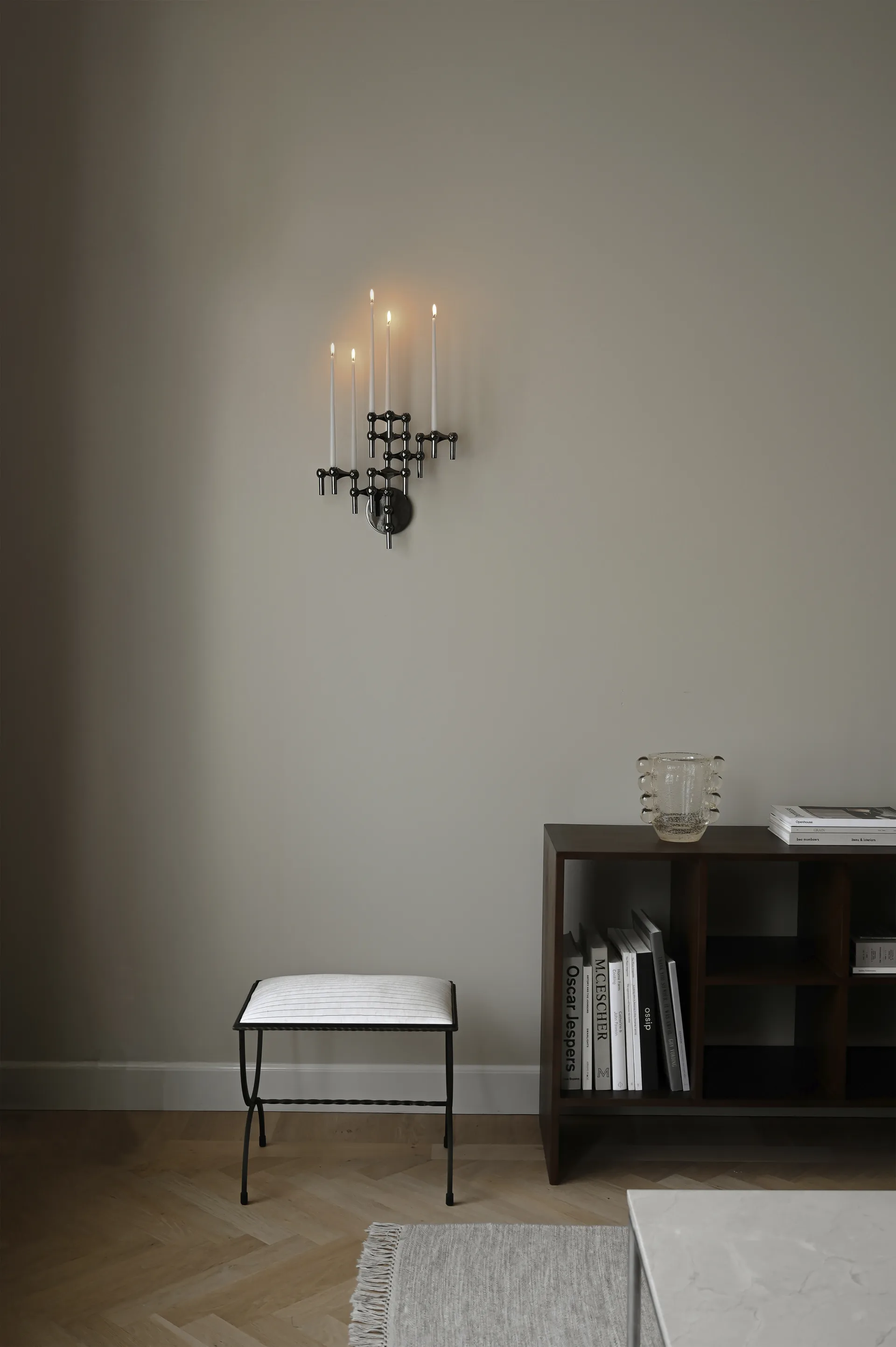 Bougeoir mural STOFF Nagel, Noir chrome STOFF Nagel