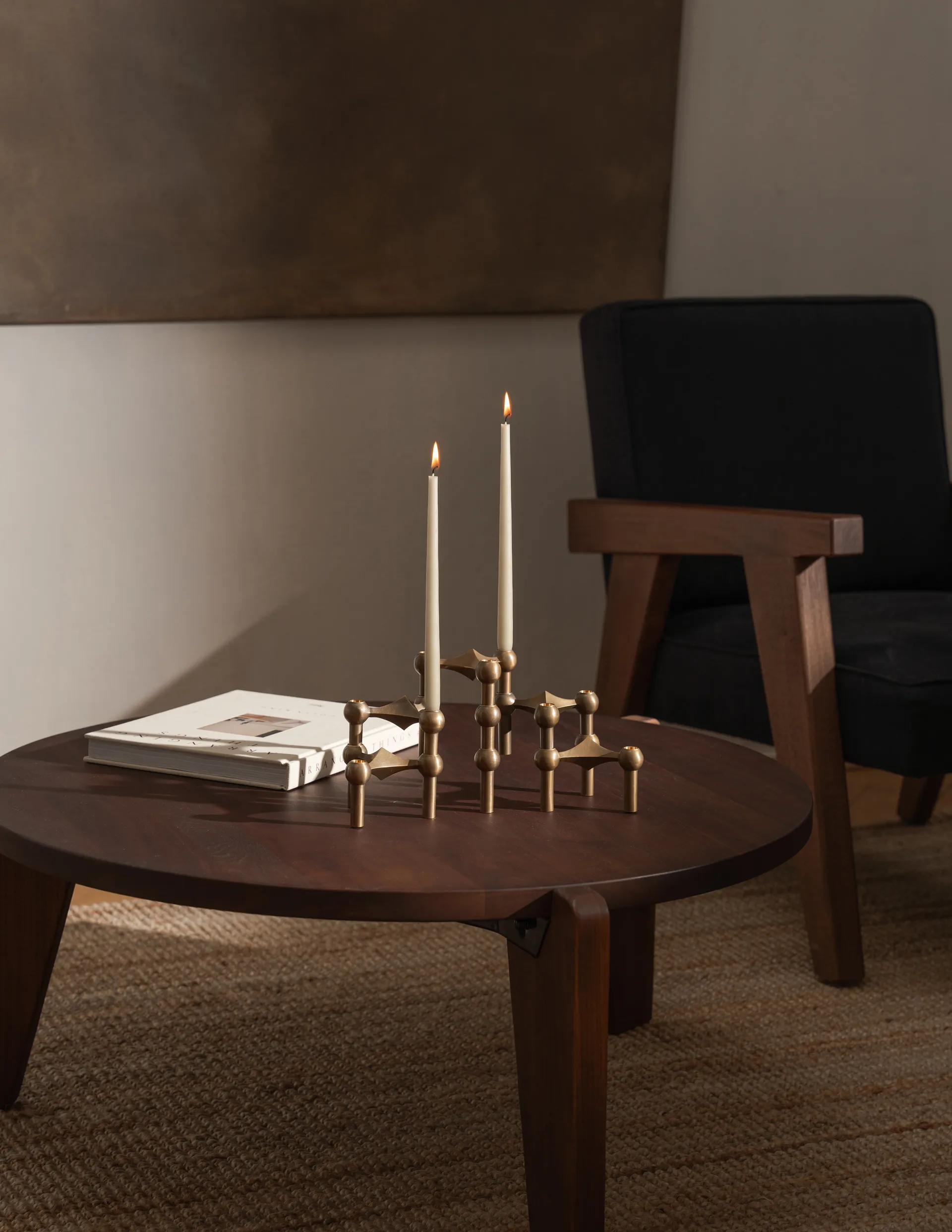 Chandelier Nagel, Bronzed brass STOFF Nagel