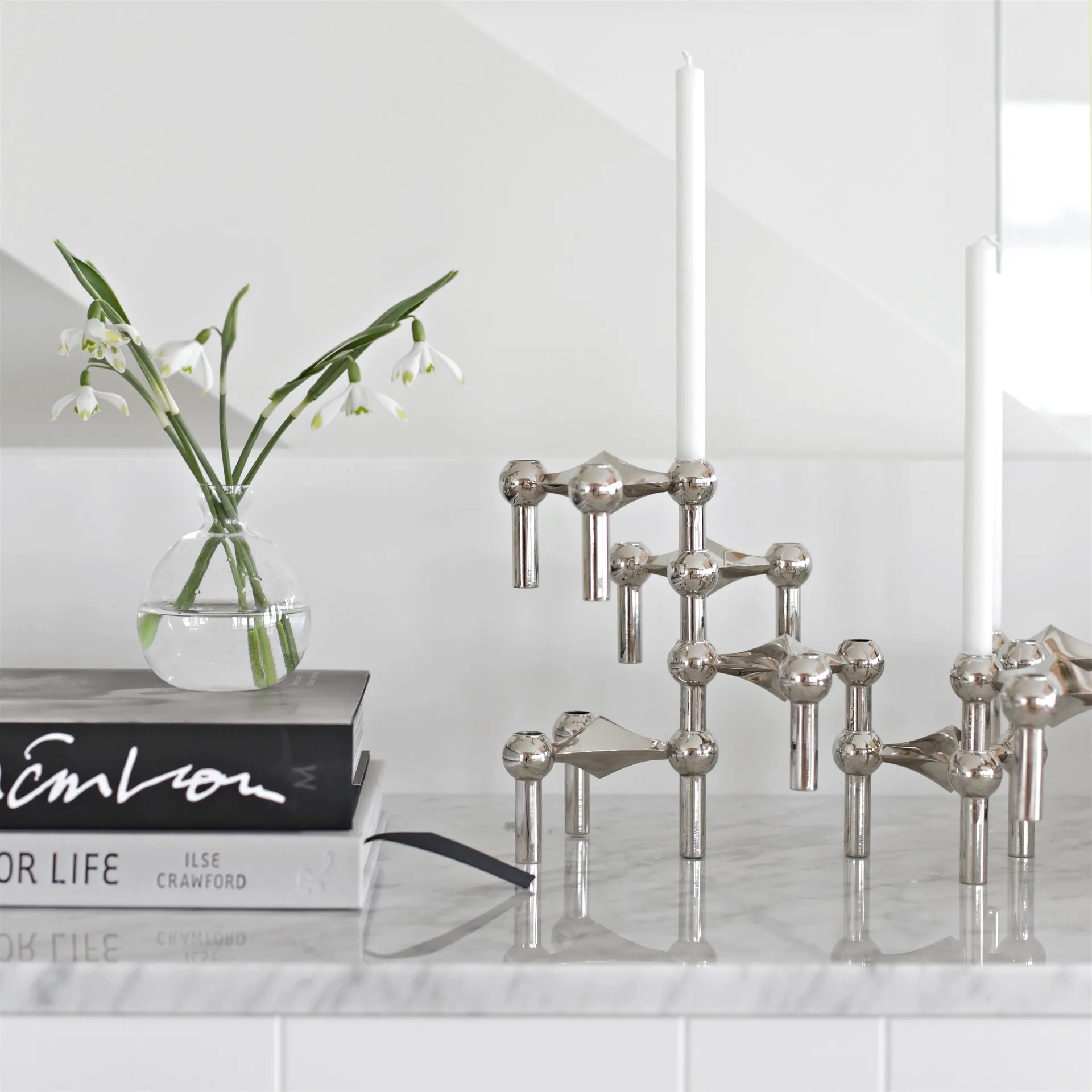 STOFF Nagel bougeoir lot de 3, chrome STOFF