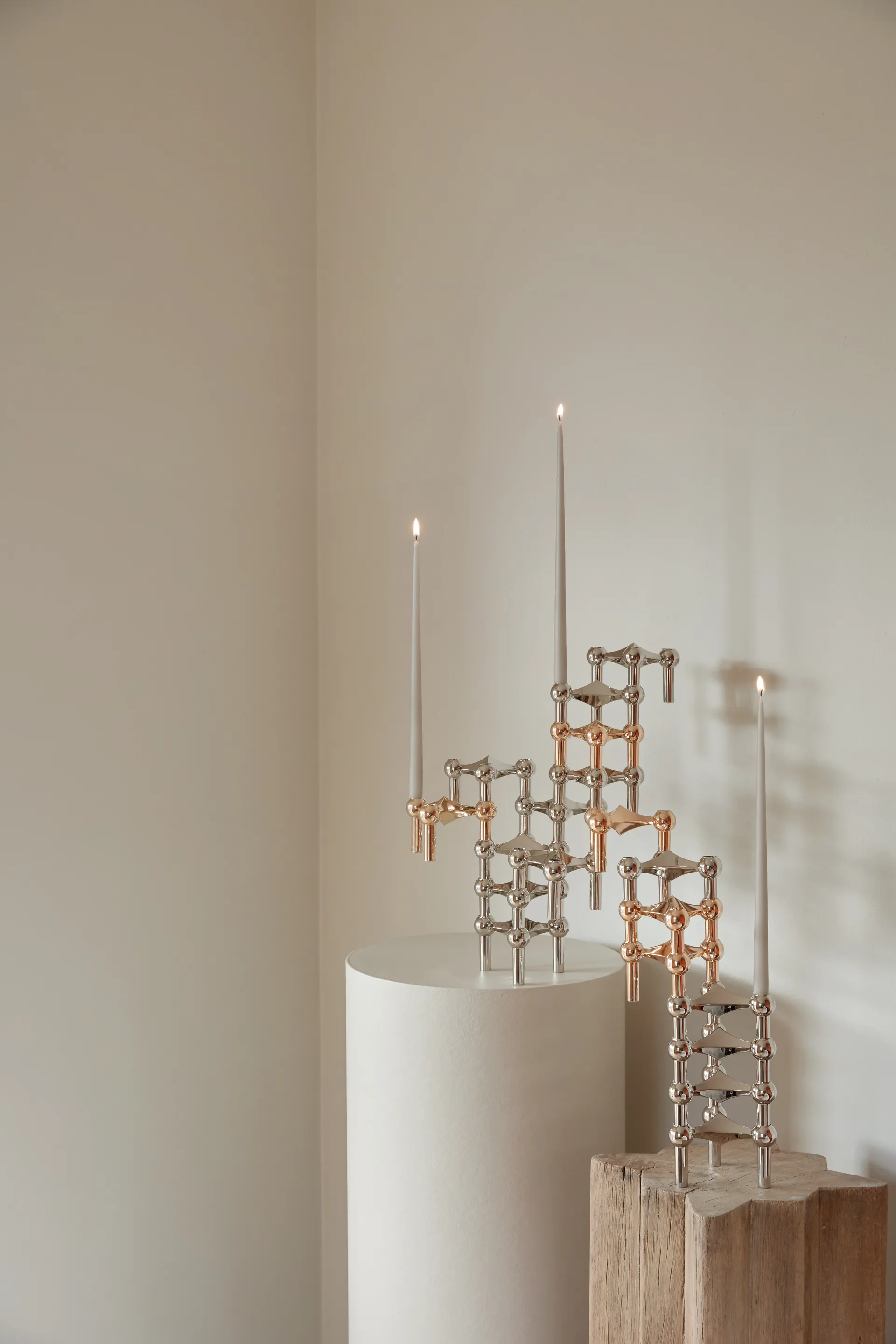 STOFF Nagel bougeoir lot de 3, Doré rose STOFF