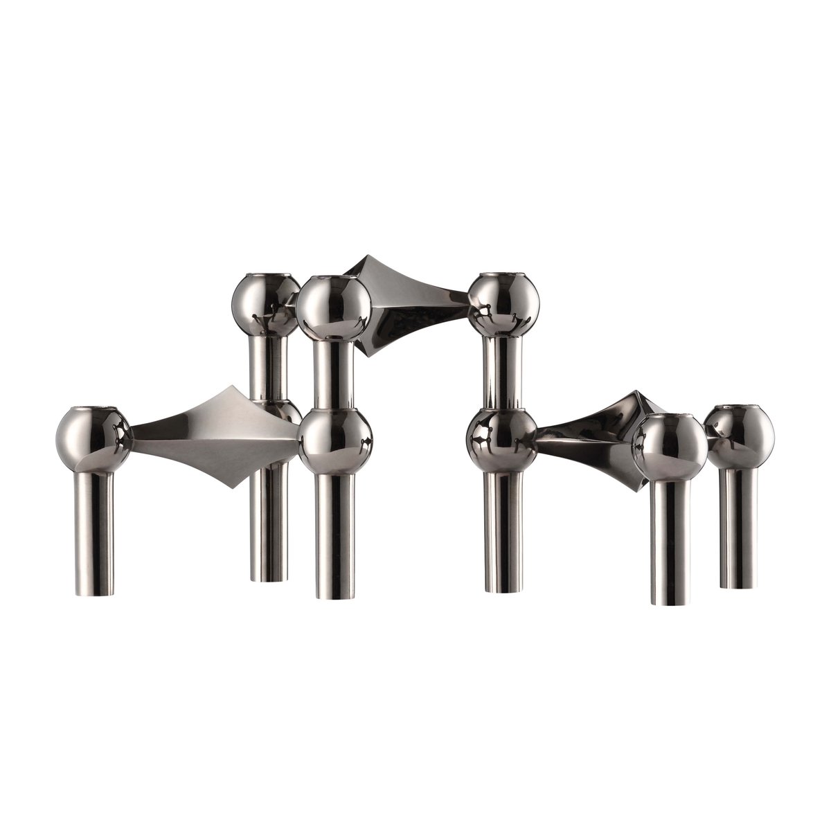 STOFF STOFF Nagel bougeoir lot de 3 Noir chrome | Design Scandinave | Bougeoirs | Gris