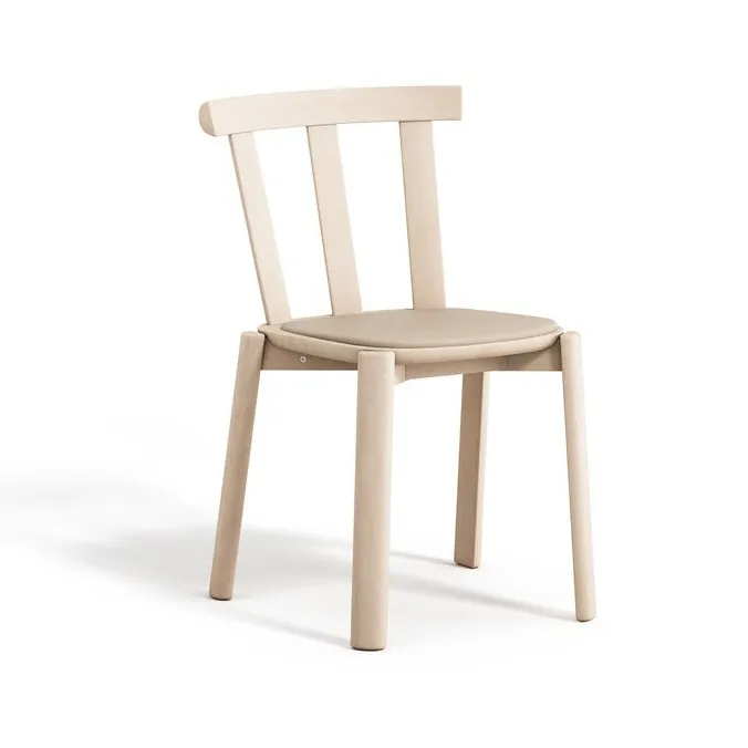 Chaise Alt assise rembourrée en bouleau, Hallingdal 65-200 beige-vernis mat clair Stolab